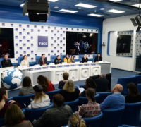 Участники пресс-конференции 11 февраля 2020: А. Мирошниченко, А. Яценко, Я. Ливне, Д. Вишнёва, К. Климанова, Л. Педди – Фотограф Александр Куров